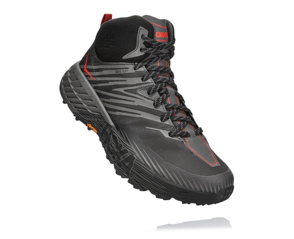 Hoka One One Speedgoat Mid Gore-tex 2 Moški Trail Tekaški Čevlji Temno Siva / Temno Siva SI-621879Y